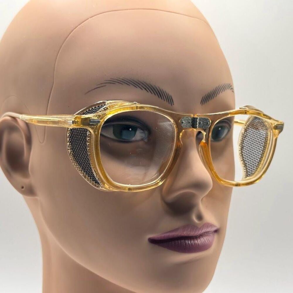 Vintage Willson Folding Safety Glasses | New Clear Lenses | Mesh Side Shields